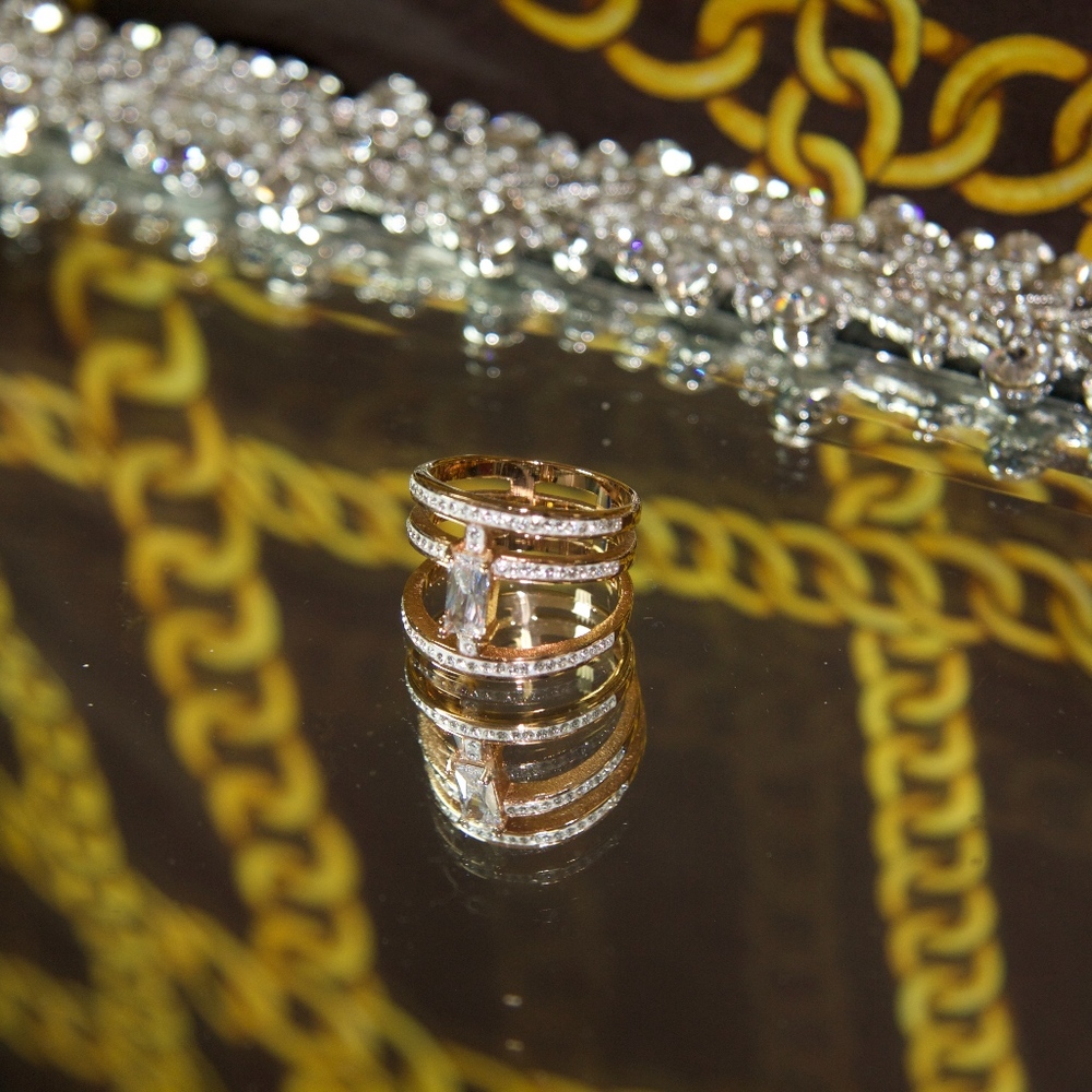 14kt Gold Dipped Swarovski Statement Ring - image 6